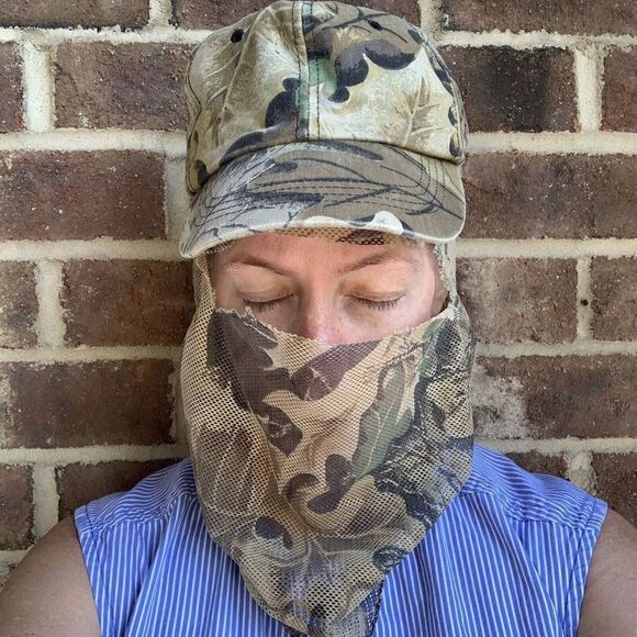 Vintage Snapback Hat Neck Gaiter Face Mask Outdoor Hunting Breakup Tree Camo - Picture 1 of 6